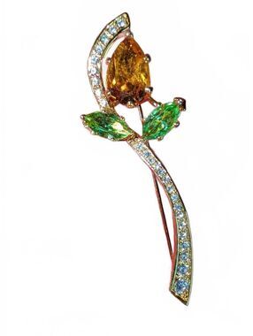Miriam Haskell Vintage Rhinestone Flower Brooch Pin